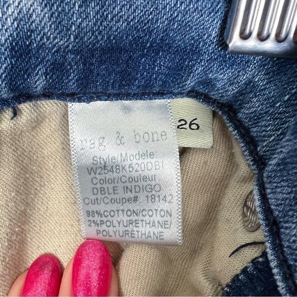 Rag & Bone Striped Mazie Jean Double Indigo Blue 26 High-Rise Ankle Skinny Denim - Picture 8 of 9
